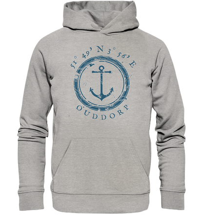 Ouddorp Hoodie maritim mit Anker - Organic Koordinaten Hoodie