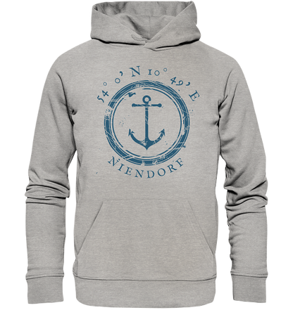 Niendorf Hoodie mit Koordinaten, maritimer Unisex Hoodie