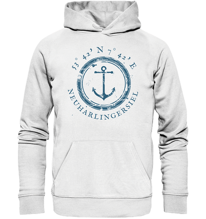 Neuharlingersiel Hoodie mit Koordinaten, maritime Mode mit Anker - Organic Koordinaten Hoodie - Organic Basic Hoodie - MEERcoordinates