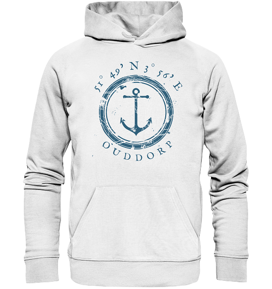 Ouddorp Hoodie maritim mit Anker - Organic Koordinaten Hoodie - MEERcoordinates 