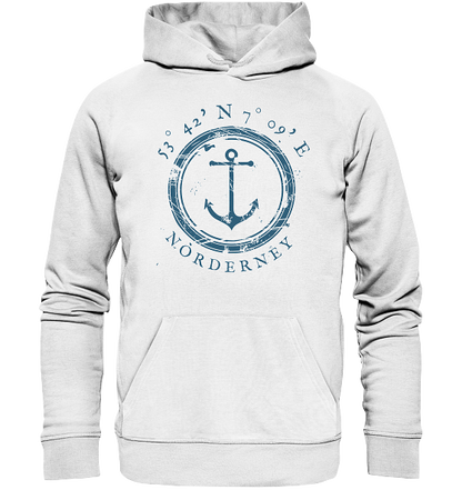 Norderney Hoodie maritim mit Anker - Organic Koordinaten Hoodie