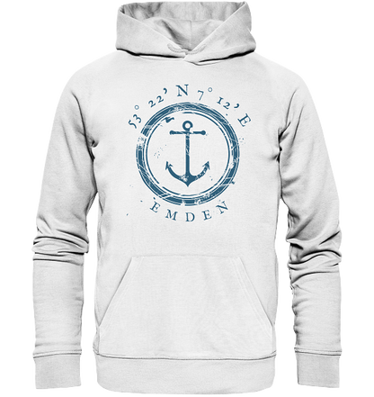 Emden Hoodie mit Anker - Organic Koordinaten Hoodie - MEERcoordinates 