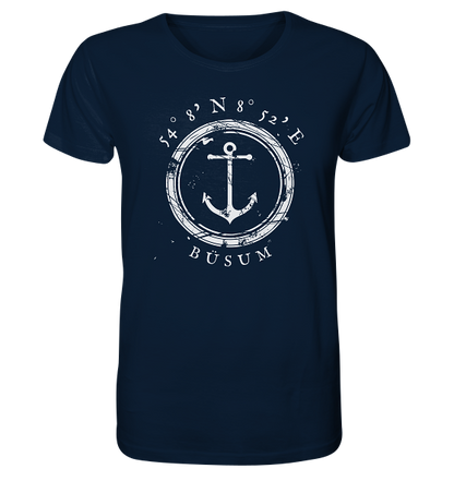 Büsum T-Shirt mit Anker, maritimes Koordinaten Shirt - Organic Shirt