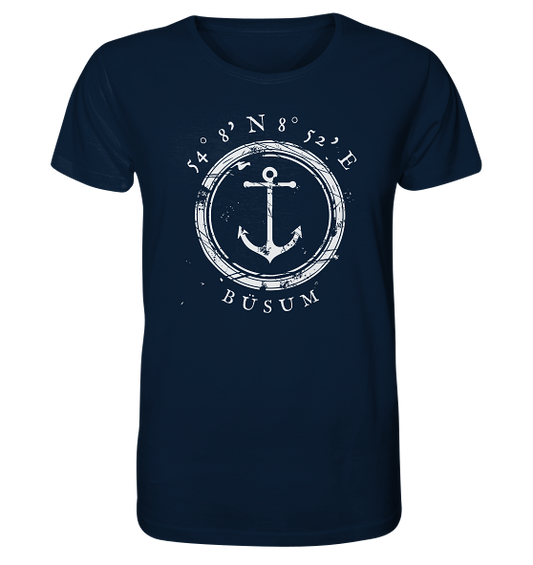 Büsum T-Shirt mit Anker, maritimes Koordinaten Shirt - Organic Shirt