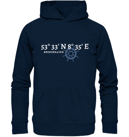 Bremerhaven Koordinaten - Organic Hoodie