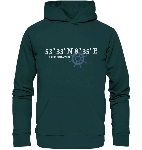 Bremerhaven Hoodie mit Koordinaten - Organic Hoodie