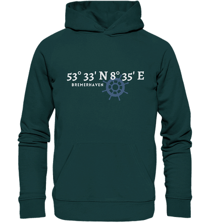Bremerhaven Hoodie mit Koordinaten - Organic Hoodie