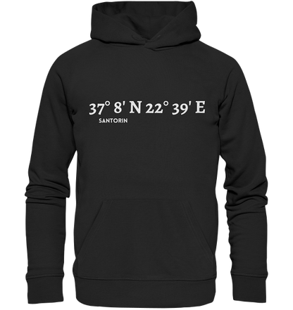 Santorin Hoodie mit Koordinaten - Organic Hoodie