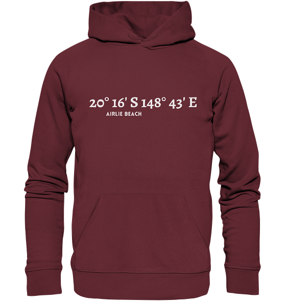 Airlie Beach Hoodie mit Koordinaten von Meercoordinates