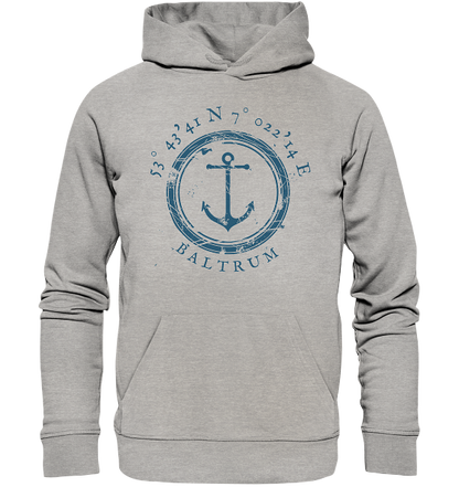 Baltrum Hoodie mit Koordinaten maritim