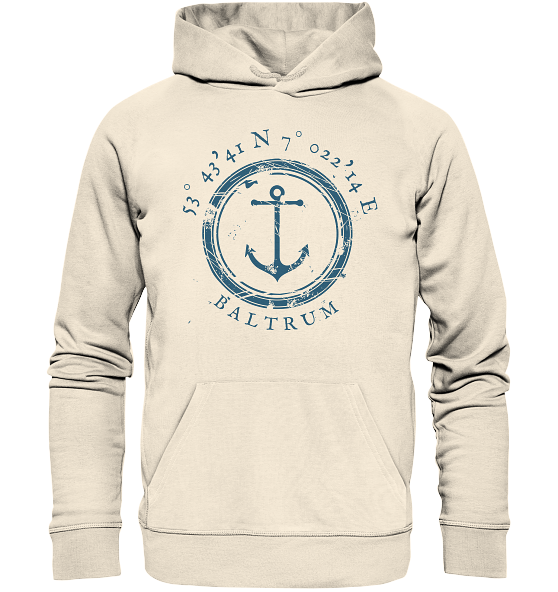 Baltrum Hoodie mit Koordinaten maritim