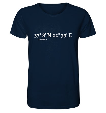 Santorin T-Shirt mit Koordinaten - Organic Shirt
