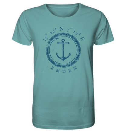 Emden T-Shirt mit Koordinaten und Anker - Organic Shirt