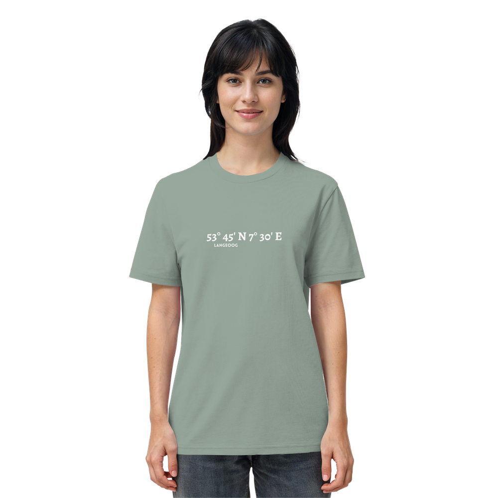 Langeoog T-Shirt mit Koordinaten, Langeoog Souvenir, Ostfriesland Urlaub - Organic Shirt
