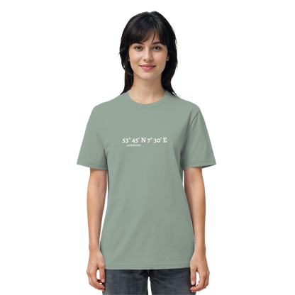 Langeoog T-Shirt mit Koordinaten, Langeoog Souvenir, Ostfriesland Urlaub - Organic Shirt