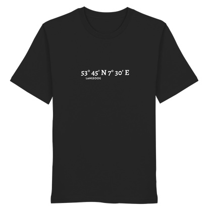 Langeoog T-Shirt mit Koordinaten, Langeoog Souvenir, Ostfriesland Urlaub - Organic Shirt
