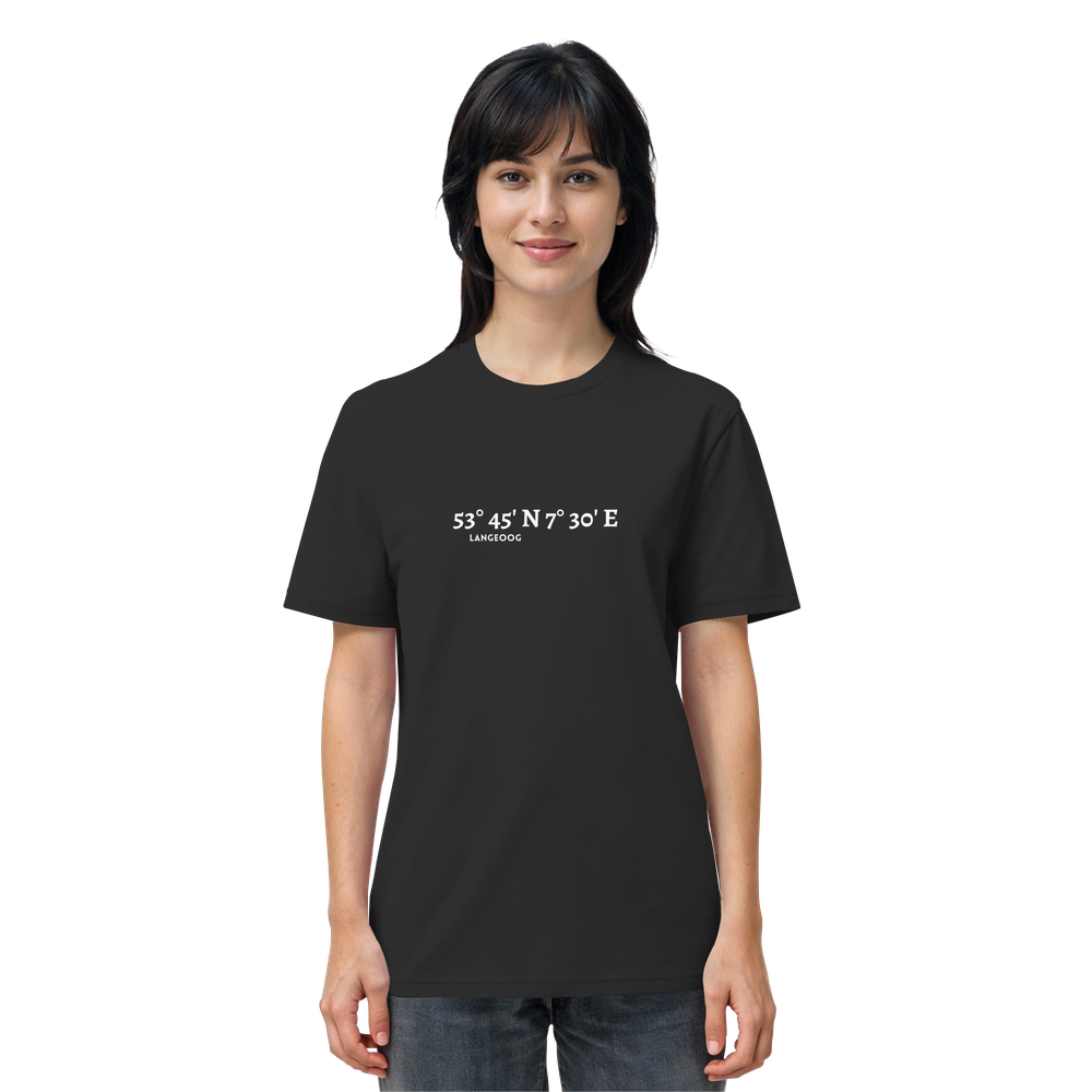 Langeoog T-Shirt mit Koordinaten, Langeoog Souvenir, Ostfriesland Urlaub - Organic Shirt
