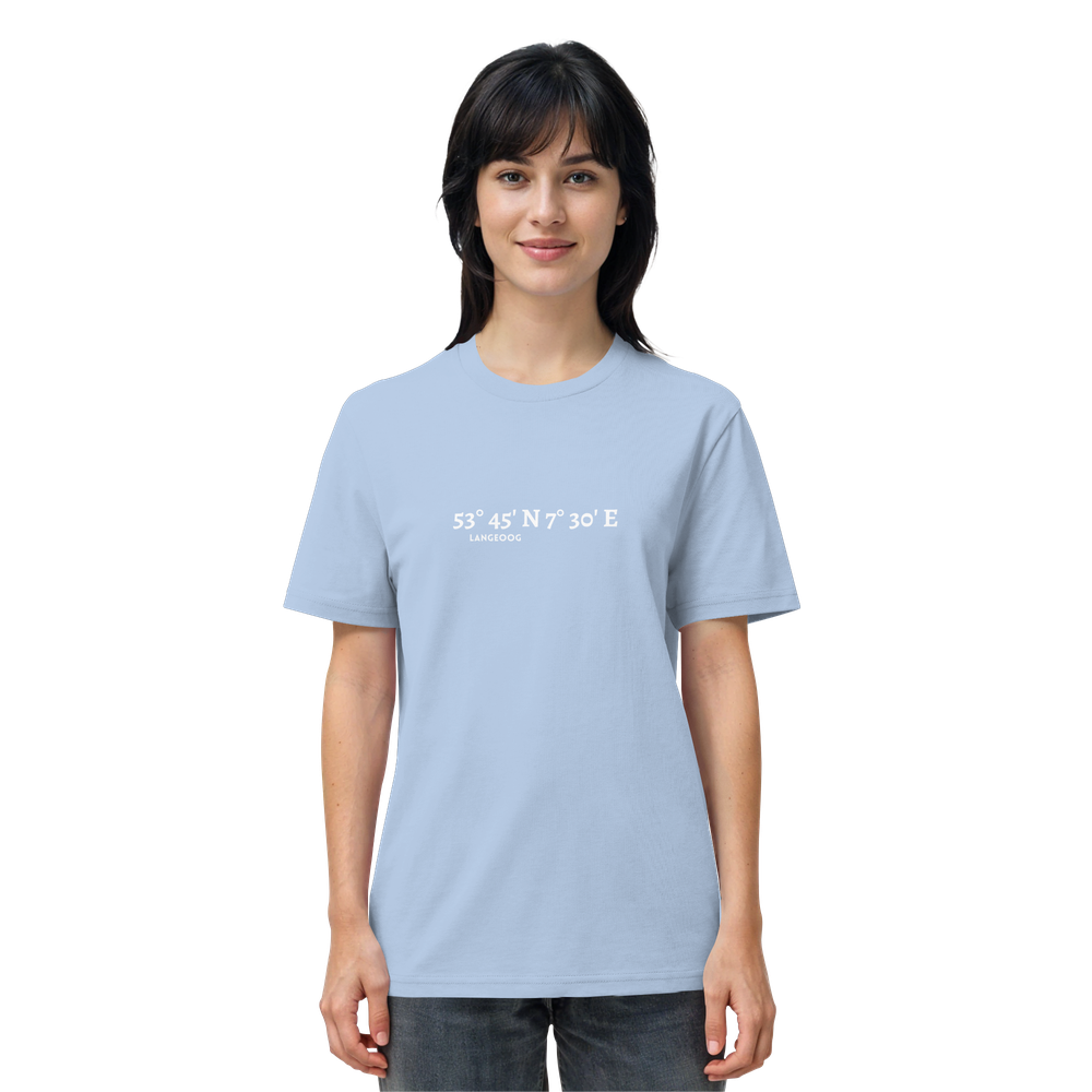 Langeoog T-Shirt mit Koordinaten, Langeoog Souvenir, Ostfriesland Urlaub - Organic Shirt