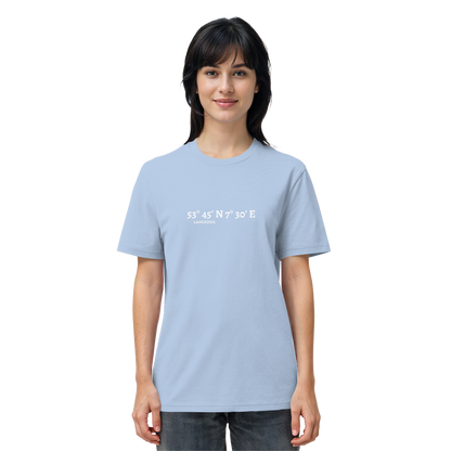 Langeoog T-Shirt mit Koordinaten, Langeoog Souvenir, Ostfriesland Urlaub - Organic Shirt