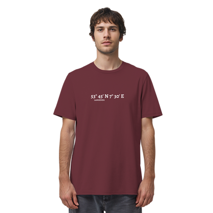 Langeoog T-Shirt mit Koordinaten, Langeoog Souvenir, Ostfriesland Urlaub - Organic Shirt