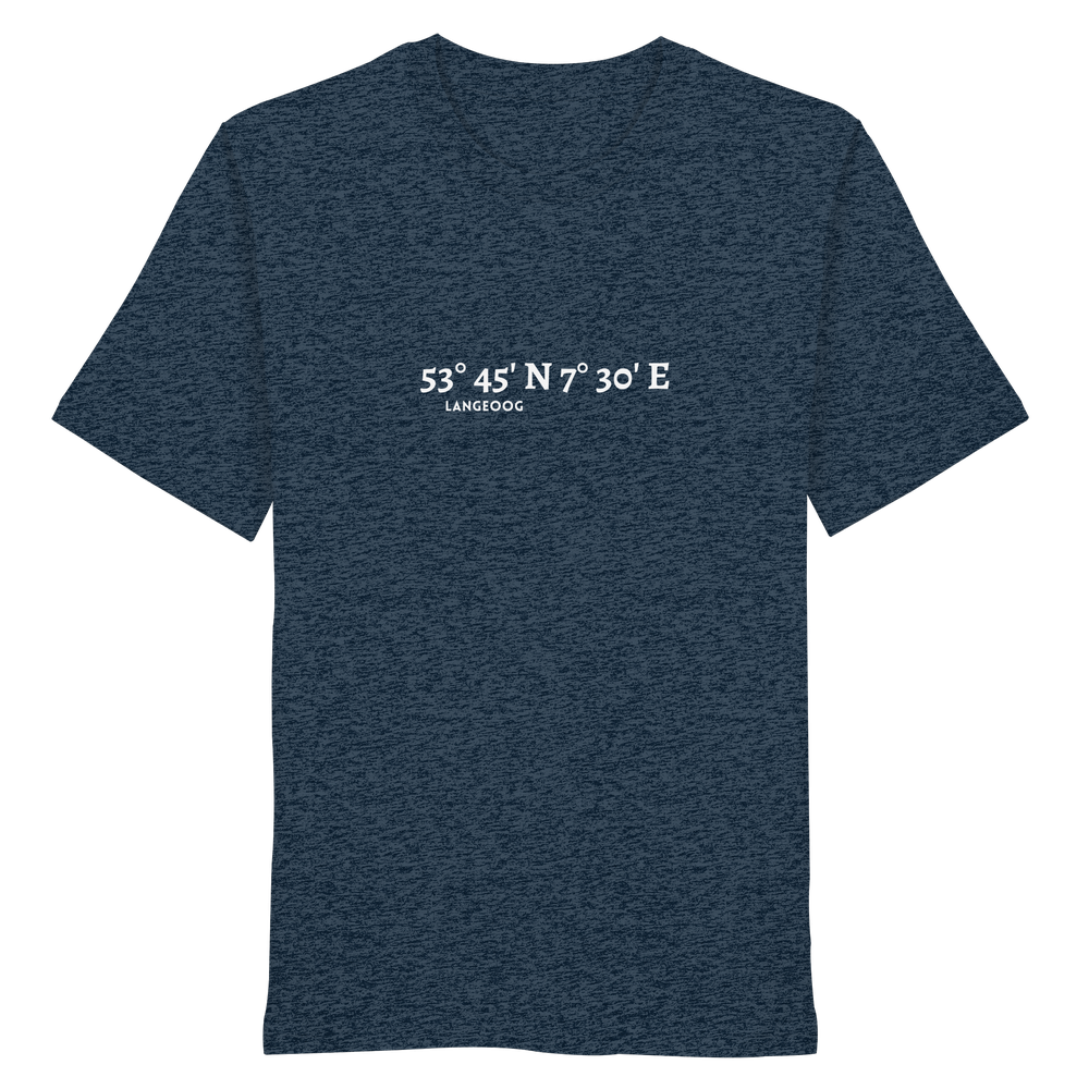 Langeoog T-Shirt mit Koordinaten, Langeoog Souvenir, Ostfriesland Urlaub - Organic Shirt