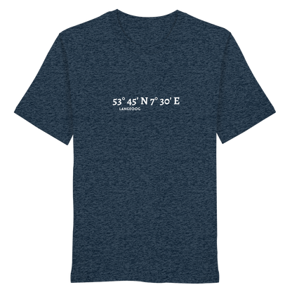 Langeoog T-Shirt mit Koordinaten, Langeoog Souvenir, Ostfriesland Urlaub - Organic Shirt