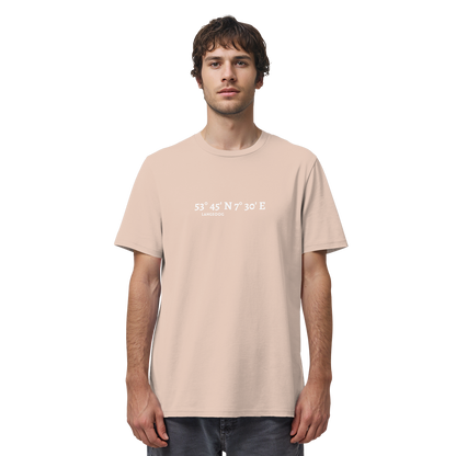 Langeoog T-Shirt mit Koordinaten, Langeoog Souvenir, Ostfriesland Urlaub - Organic Shirt