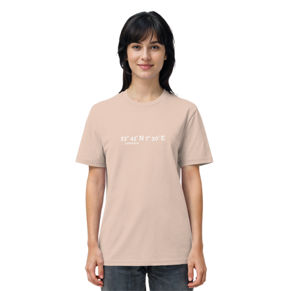 Langeoog T-Shirt mit Koordinaten, Langeoog Souvenir, Ostfriesland Urlaub - Organic Shirt