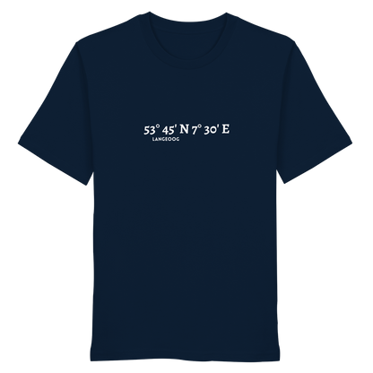 Langeoog T-Shirt mit Koordinaten, Langeoog Souvenir, Ostfriesland Urlaub - Organic Shirt