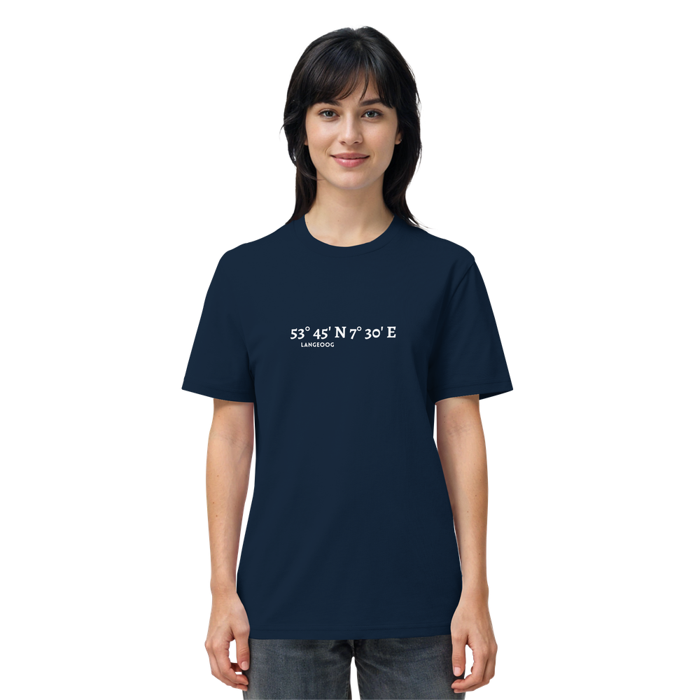 Langeoog T-Shirt mit Koordinaten, Langeoog Souvenir, Ostfriesland Urlaub - Organic Shirt