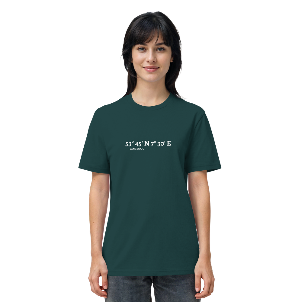 Langeoog T-Shirt mit Koordinaten, Langeoog Souvenir, Ostfriesland Urlaub - Organic Shirt