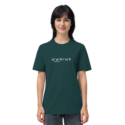 Langeoog T-Shirt mit Koordinaten, Langeoog Souvenir, Ostfriesland Urlaub - Organic Shirt