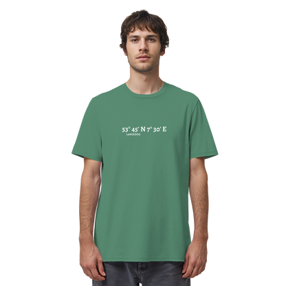 Langeoog T-Shirt mit Koordinaten, Langeoog Souvenir, Ostfriesland Urlaub - Organic Shirt