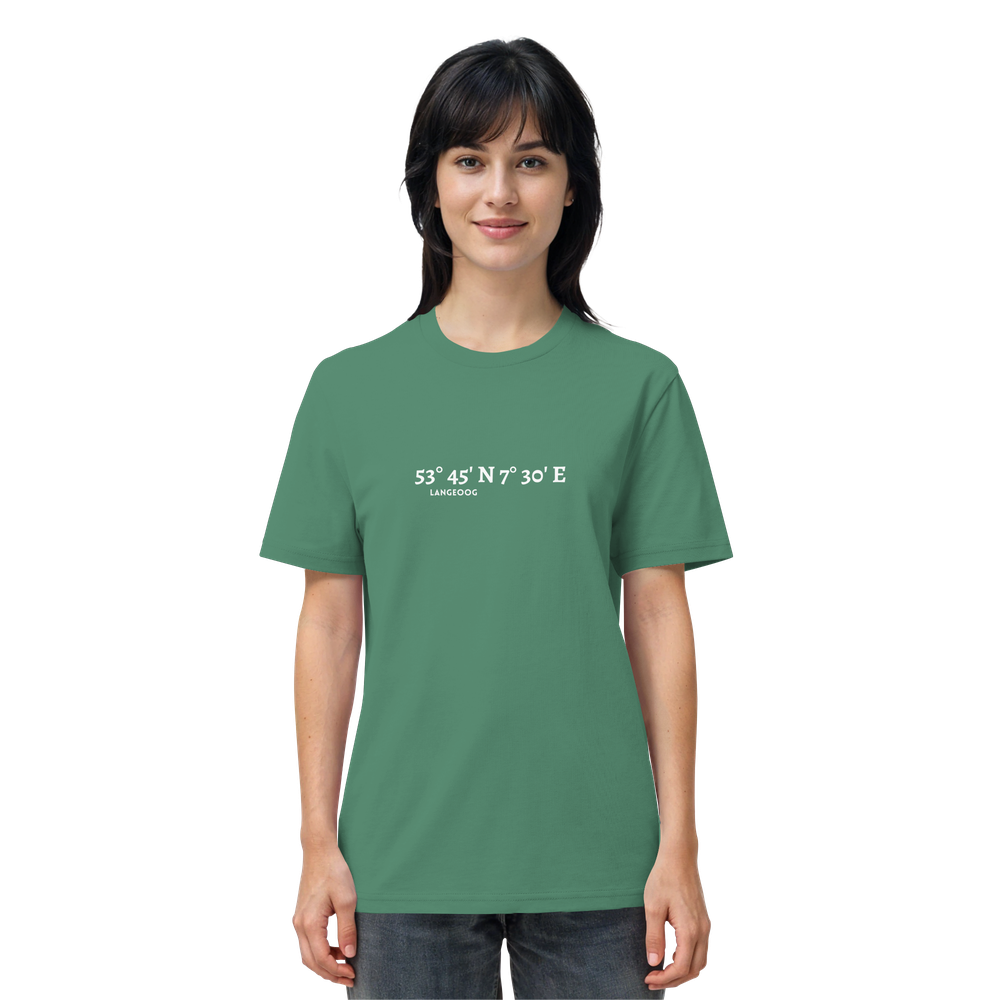 Langeoog T-Shirt mit Koordinaten, Langeoog Souvenir, Ostfriesland Urlaub - Organic Shirt