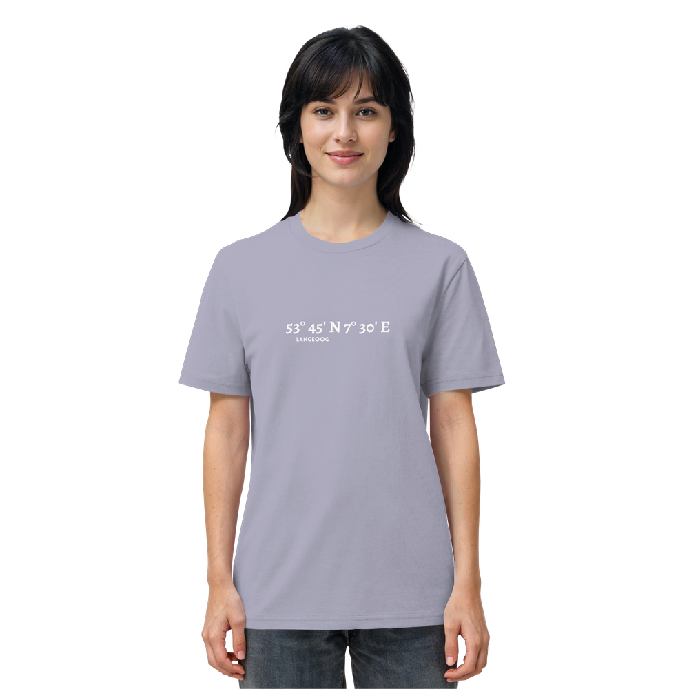 Langeoog T-Shirt mit Koordinaten, Langeoog Souvenir, Ostfriesland Urlaub - Organic Shirt